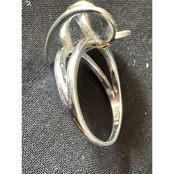 925 Sterling Silver Two Tone Heart Ring Size 10 - Picture 2 of 5